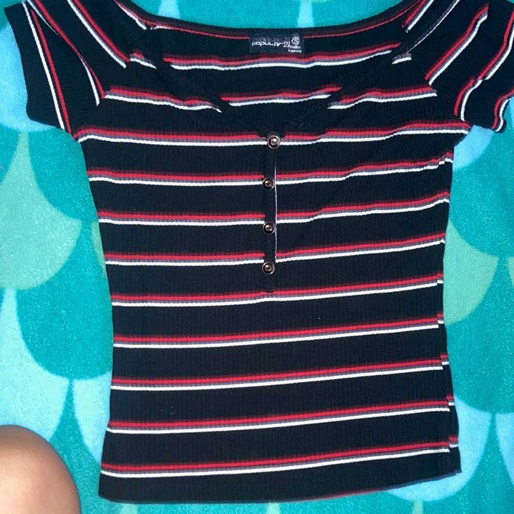 black red white tee shirt